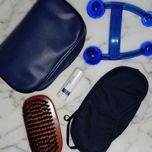 Self Care Grooming set with lip balm, eye mak, Massager, brush and zip pouch new